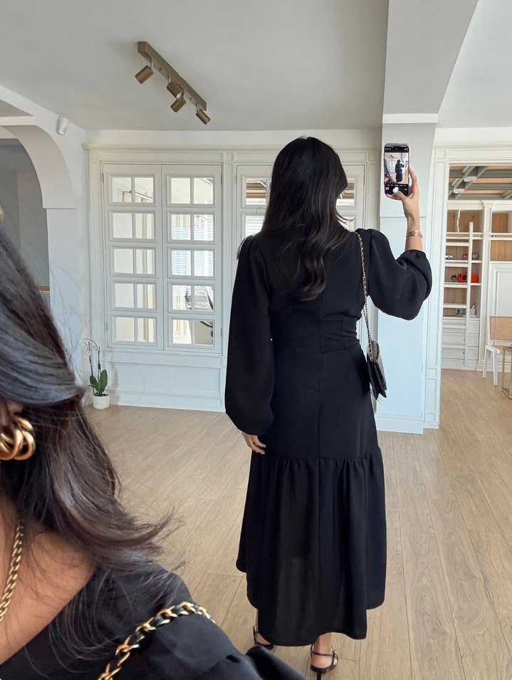 Büzgü detaylı elbise - Görsel 3