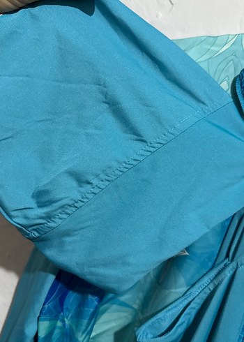 Mavi Batik Desenli Uzun Kadın Tunik Haşema - Görsel 5