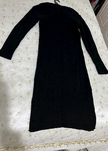 Uzun Kollu Siyah V Yaka Triko Elbise - Görsel 6