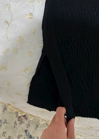 Uzun Kollu Siyah V Yaka Triko Elbise - Görsel 4