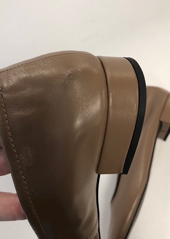 38 Beden 68-Bej Deri Stiletto Topuklu Kadın Babet