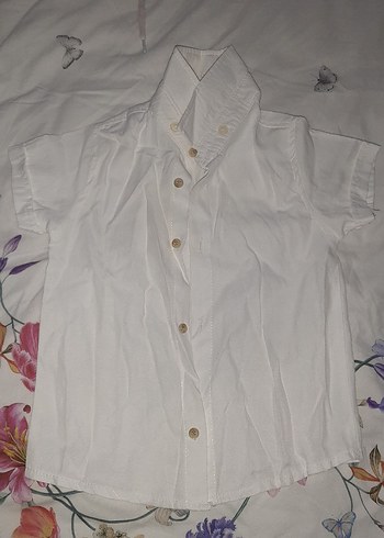 Pamuklu Beyaz Düğmeli çocuk Gömleği - Görsel 2