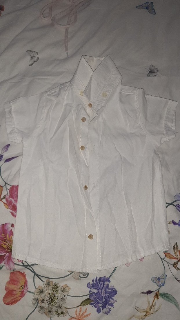 Pamuklu Beyaz Düğmeli çocuk Gömleği - Görsel 2