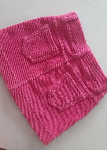 Düğmeli Pembe Kız Çocuk Etek - Görsel 3