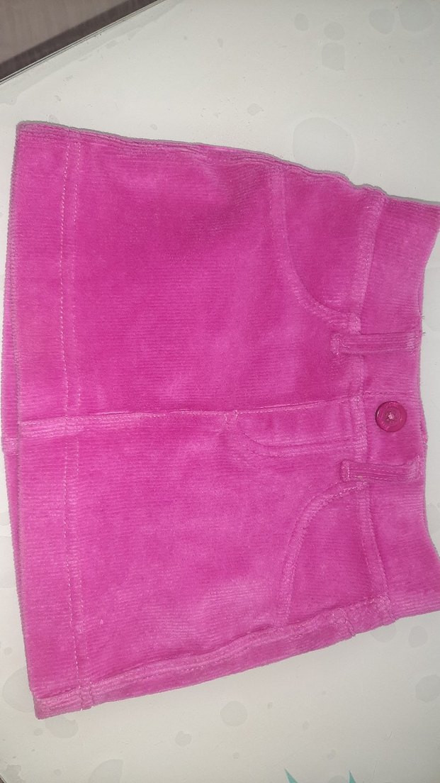 Düğmeli Pembe Kız Çocuk Etek - Görsel 2