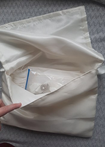 Levi Dor Ekru Beyaz Şal/Nikah Aksesuar Set - Görsel 3