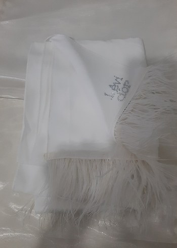 Levi Dor Ekru Beyaz Şal/Nikah Aksesuar Set - Görsel 8
