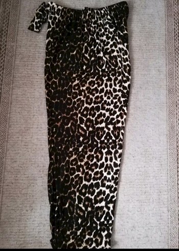 Leopar Desenli Kadın süet Pantolon