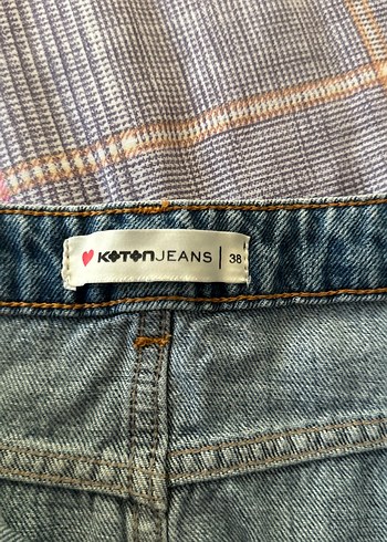 Koton Düğmeli Mavi Denim Midi Etek