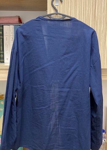 Düğmeli Lacivert Keten Kadın Kimono