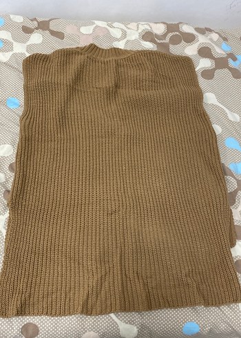 xl Beden Kadın Kahverengi V Yaka Örgü Süveter