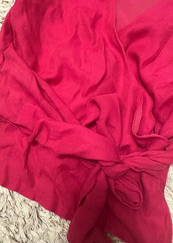 Pembe Keten Kadın Kuşaklı Üst - Görsel 3