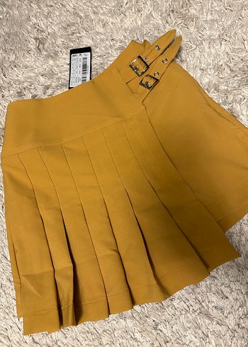 Sarı Kemerli Mini Etek - Görsel 4