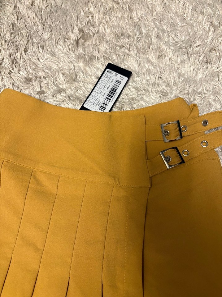 Sarı Kemerli Mini Etek - Görsel 3
