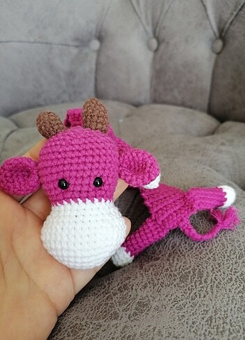 İnek kitap ayracı örgü oyuncak amigurumi 