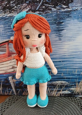 Turkuaz Renkli Örgü Bebek amigurumi