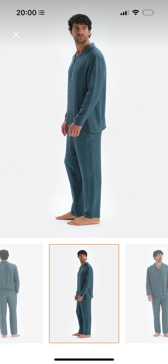 DAGİ.   Petrol uzun  Pijama Takımı, Düğmeli, Uzun Kollu - Görsel 4