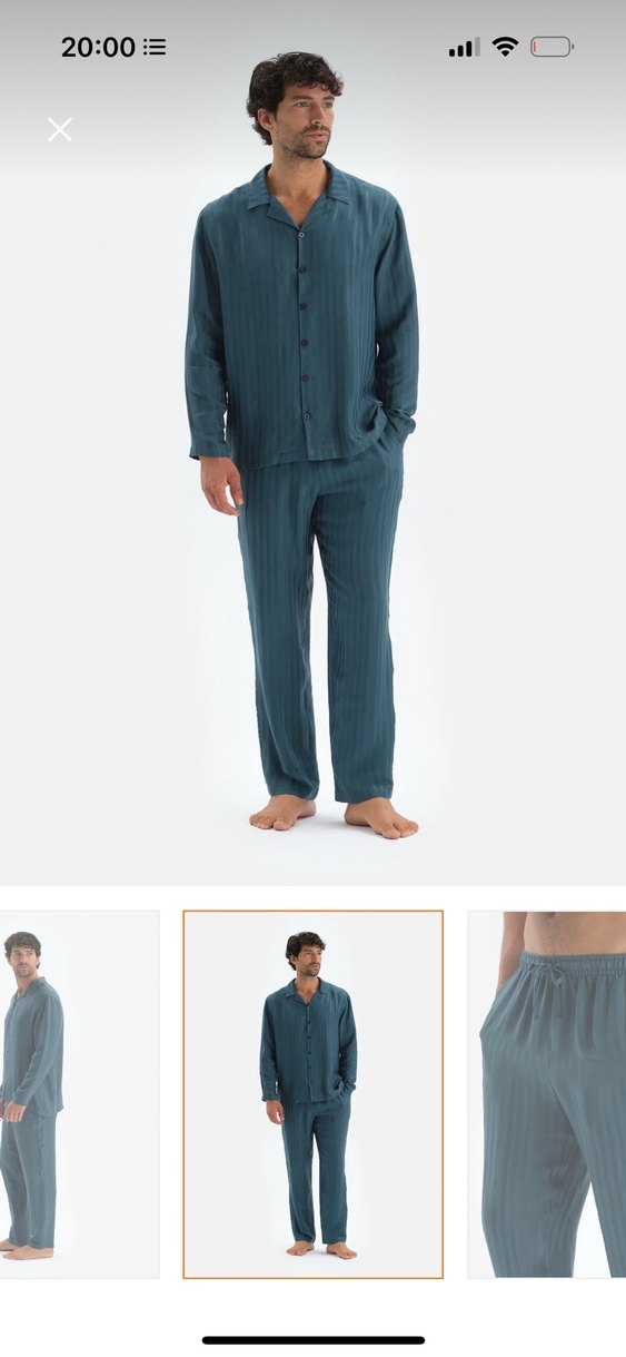 DAGİ.   Petrol uzun  Pijama Takımı, Düğmeli, Uzun Kollu - Görsel 3