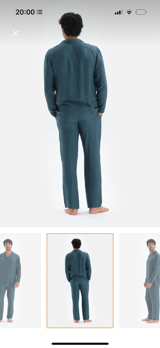 DAGİ.   Petrol uzun  Pijama Takımı, Düğmeli, Uzun Kollu - Görsel 2