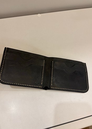 Siyah Minimalist el yapımı hakiki deri Erkek Cüzdanı
