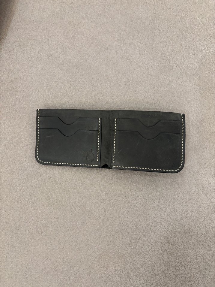 Siyah Minimalist el yapımı hakiki deri  Erkek Cüzdanı - Görsel 2