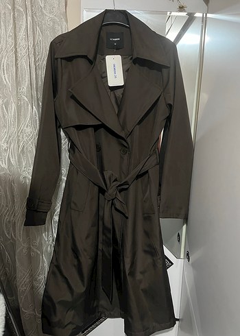 Kahverengi Kadın Uzun Kemerli Trençkot - Görsel 2