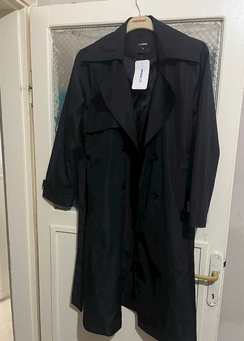 Siyah Uzun Kadın Trençkot - Görsel 2