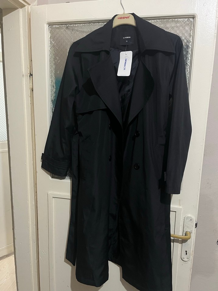 Siyah Uzun Kadın Trençkot - Görsel 2