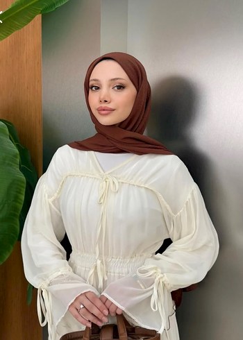 Nakışlı Beyaz Uzun Bohem Elbise - Görsel 3