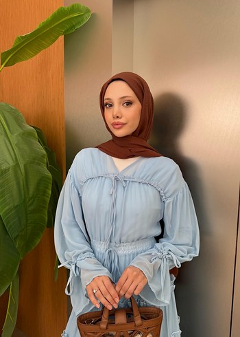 Bohem Rüzgârı Uzun Mavi Elbise - Görsel 3