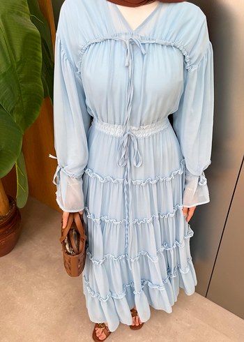 Bohem Rüzgârı Uzun Mavi Elbise - Görsel 2