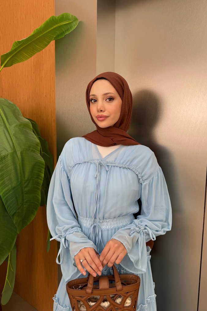 Bohem Rüzgârı Uzun Mavi Elbise - Görsel 3