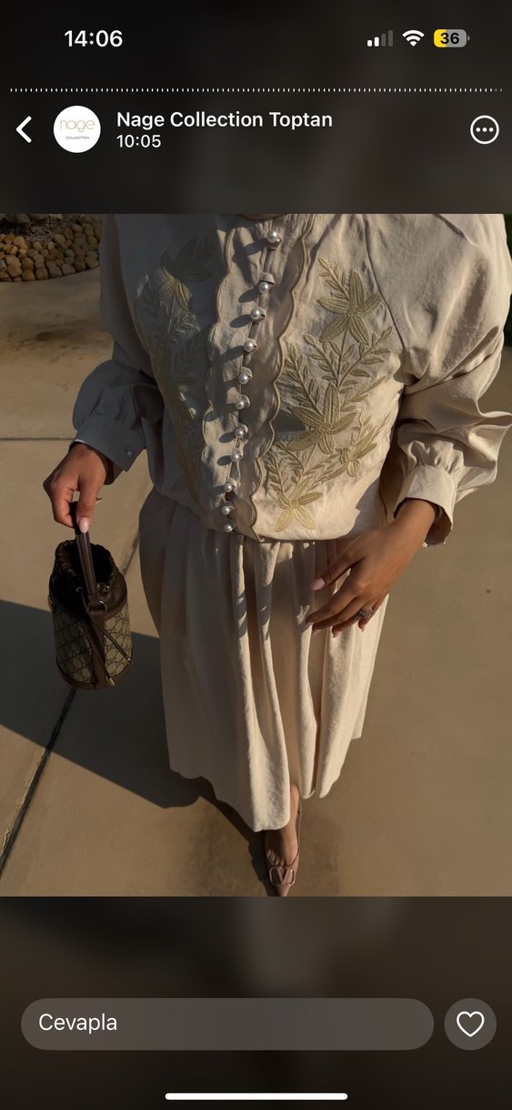 Bohem Tarz Uzun Bej Kadın Elbise - Görsel 2