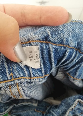 38 Beden Nakışlı Düğmeli Kadın Mavi Denim Pantolon