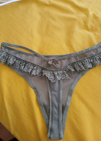 Nakışlı Vintage Bohem Gri Midi Külot