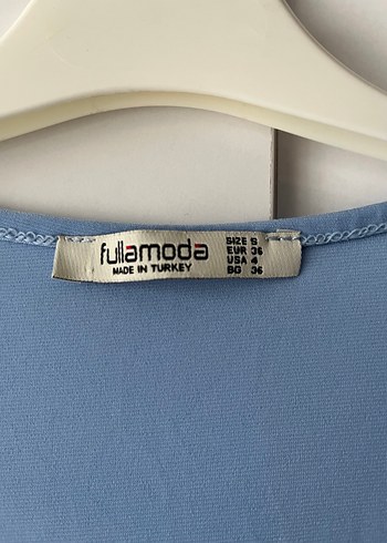 Mavi Drapeli Kısa Kollu Mini Bluz - Görsel 2