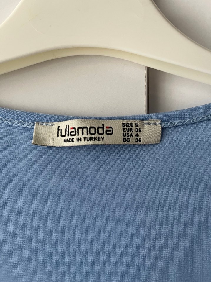 Mavi Drapeli Kısa Kollu Mini Bluz - Görsel 2