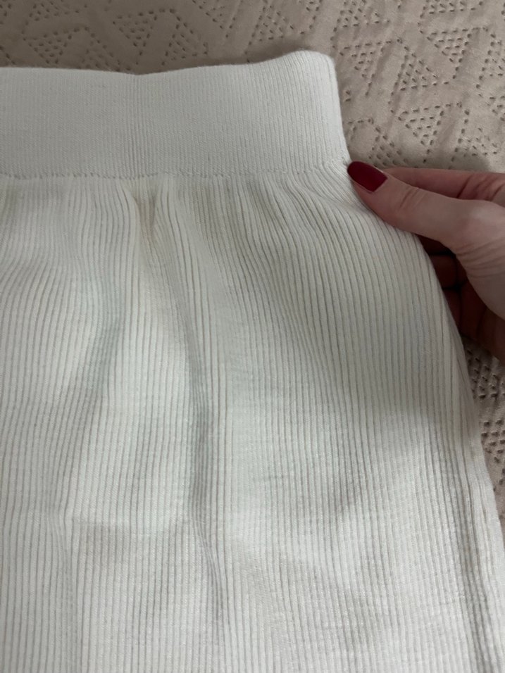 Beyaz Pamuklu Pliseli Mini Etek - Görsel 2