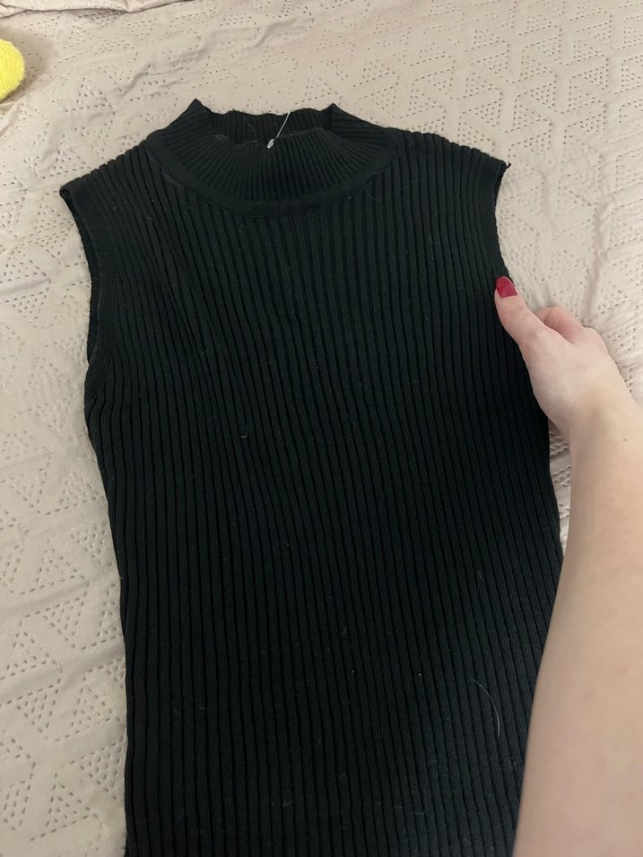 Kadın Siyah Nakışlı Triko elbise - Görsel 3