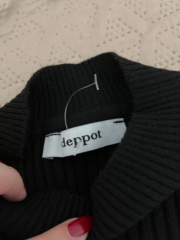 Kadın Siyah Nakışlı Triko elbise - Görsel 2