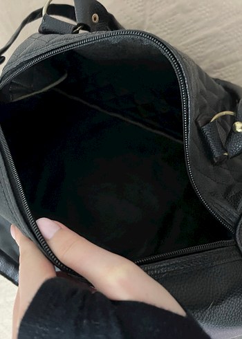 Siyah Deri Tokalı Kadın Çanta - Görsel 3