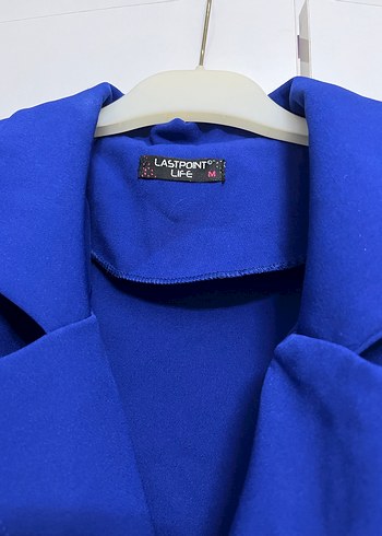 Düğmeli Kısa Mavi Kadın Blazer Ceket - Görsel 2