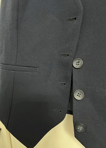 Düğmeli Lacivert Kadın Yelek - Görsel 3