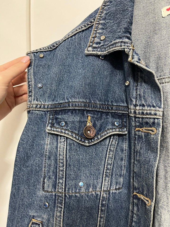 Kadın Mavi Düğmeli Kot Yelek - Görsel 2