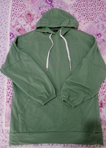 m Beden Yeşil Kapüşonlu Rahat Kesim kadın Sweatshirt
