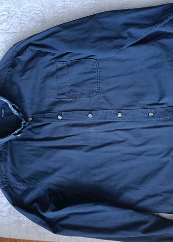 xl Beden lacivert Renk Erkek Lacivert Denim uzun Kollu Gömlek