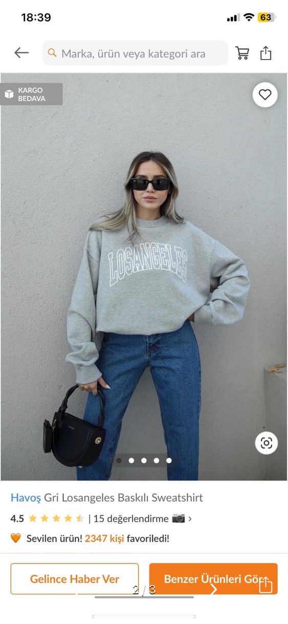 Havoş Gri Kadın Uzun Kollu Sweatshirt - Görsel 2