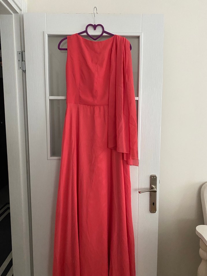 Pembe Drapeli Uzun Abiye Elbise - Görsel 4