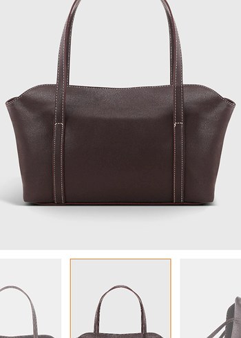 Kahverengi Deri Minimalist Kadın Çanta - Görsel 2