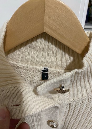 Milla Düğmeli Yaka Çizgili Kadın Triko Kazak - Görsel 2